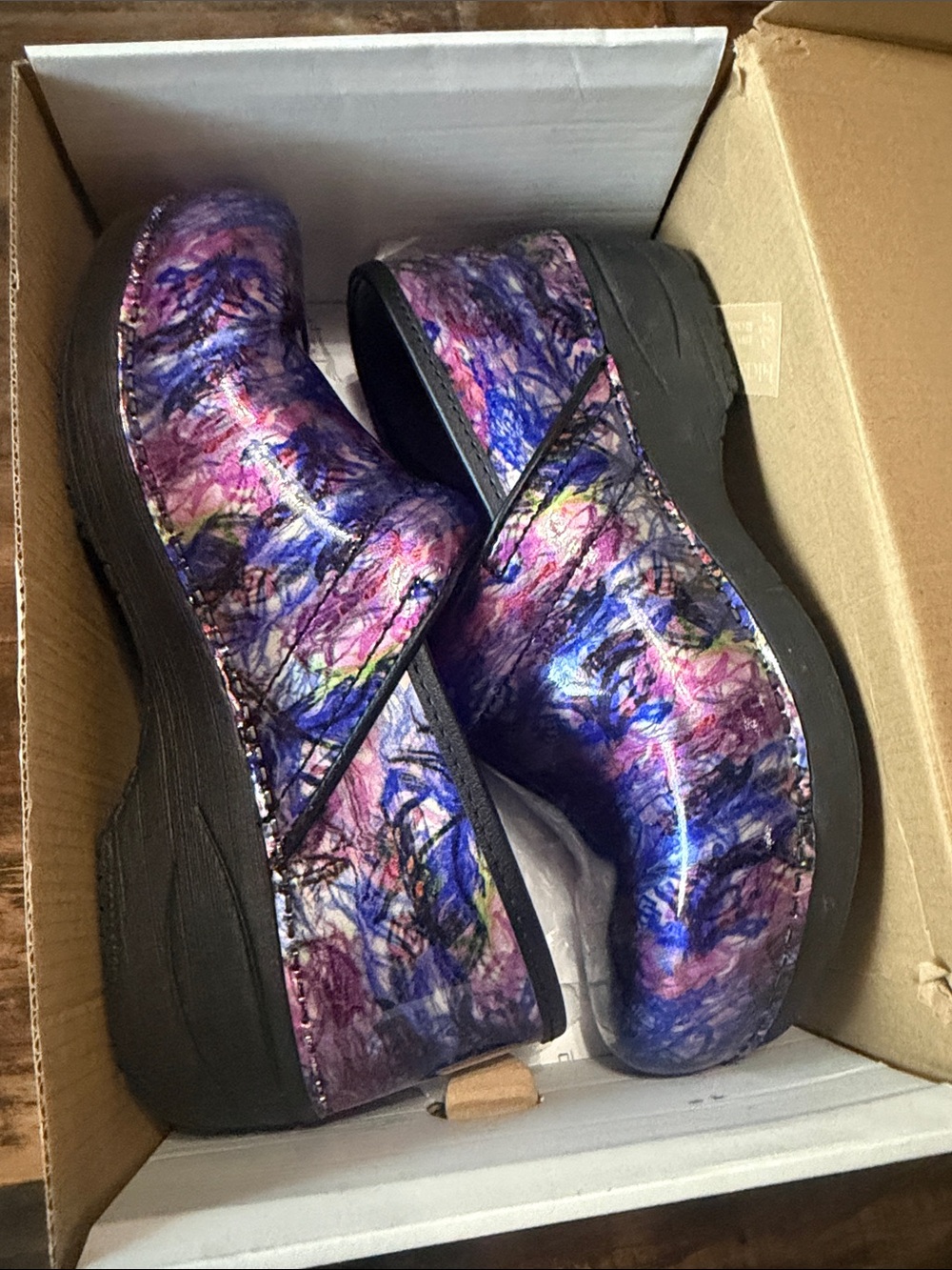 Women’s Purple Multi-Color Slip-On Comfort Clogs Dansko like new